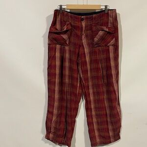 Free People Red Plaid Cargo Pants